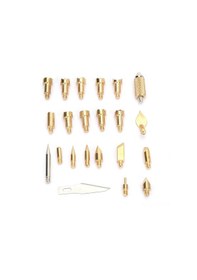 Resim Wezone 22 Adet Bakır Pişirme Ucu Seti - Ahşap Deri Ornamente Yaratma, Kaynak İşleri İçin Değiştirilebilir Uçlar 