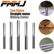 Resim 1 adet PMMJ 4/6mm İki Flüt Düz Router Freze Kesici Düz Gravür Kesiciler Router Bit Gravür Bit Araçları End Mill Araçları Ahşap İşleme Araçları Ahşap Demir Akrilik için 