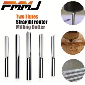 Resim 1 adet PMMJ 4/6mm İki Flüt Düz Router Freze Kesici Düz Gravür Kesiciler Router Bit Gravür Bit Araçları End Mill Araçları Ahşap İşleme Araçları Ahşap Demir Akrilik için 