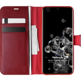 Resim Samsung Galaxy S20 Ultra Kılıf Delux Leather Wallet Kırmızı 