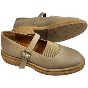 Resim Tufan Shoes Bej Hakiki Deri Üst Kısmı Lastikli Babet Bej 