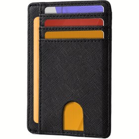 Resim 1 Adet Erkek Minimalist Mikrofiber Cüzdan, İnce Ön Cep Tasarımı, RFID Engelleme, Hafif, PVC Astarlı, Açık Kapanış, Ofis ve Seyahat İçin İdeal 