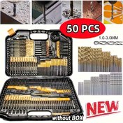 Resim 50 adet Titanyum Kaplamalı Yüksek Hız Çeliği Matkap Ucu Seti - Metal ve Ahşap için Uygun, 1-3mm Yüksek Karbon Çelik, Yuvarlak Saplı, Spiral Flüt Tasarımı, Karışık Boyutlar, Metal Kutu Dahil, Marangozluk Matkap Uçları | Dayanıklı Matkaplar 