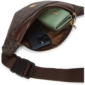 Resim Newish Polo Kadın Desenli Çapraz Omuz Askılı Bel Ve Omuz Çantası 2 Adet New345- Kahverengi - Gri 