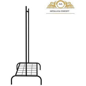 Resim Dikdörtgen Siyah Elbise Askılığı Ayaklı Askılık Konfeksiyon Askılık Izgaralı Siyah 