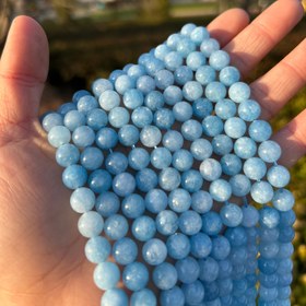Resim Doğal Mavi Akvamarin Boncuklar 6/8/10mm - Yuvarlak Taş Aralayıcı Boncuklar DIY Takı Yapımı, Bilezikler & Küpeler El Sanatları Malzemeleri 
