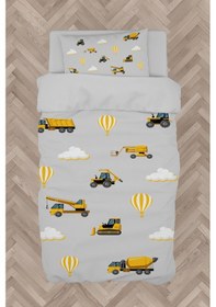 Resim Mekta Home Bebek Ve Çocuk Odası İş Makinalı Gri Yol Desenli Nevresim Takımı 