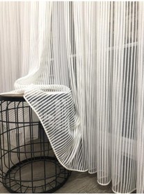 Resim Tül Perde Sık Burgu Düz Armür Etek Kurşunlu Ekru 