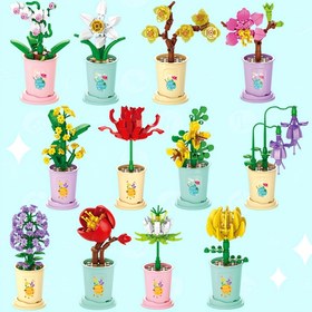 Resim Çiçek, Çiçek, Lila Çiçeği, is, Minyatür Çiçekler Yapı Blokları Oyuncakları, Güzel Mini Sonsuz Çiçek Saksı Bitkileri Modelleri, Ev Dekoru, Masaüstü Süs, Doğum Günü/Noel Hediyeleri 