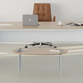 Resim Bürotime Arte Sehpa, Gri Metal, Ahşap Kaplama & Kireçli Meşe 