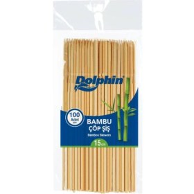 Resim Dolphin Bambu Ahşap Çöp Şiş - Boy : 15 Cm. / En : 3mm - 100 Adetlik 1 Paket 