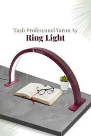 Resim EN SİGA Taşlı Profesyonel Yarım Ay Ring Light Stand Led Işık Tırnak Kirpik Işık Led Manikür Işık Led 