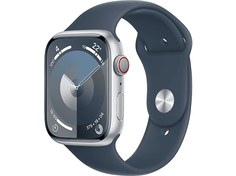 Resim Apple Watch Series 9 GPS 45 mm Alüminyum Kasa ve Spor Kordon - M/L Gümüş 
