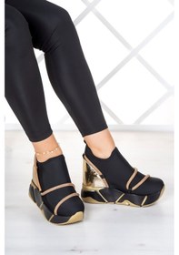 Resim Erkan Saçmacı Barbara Altın Streç Gizli Dolgu Günlük Ayakkabı Altın 