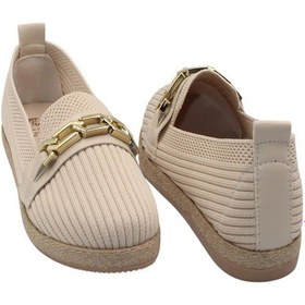 Resim Celira Bej Triko Tokalı Kadın Günlük Babet Ayakkabı Bej 