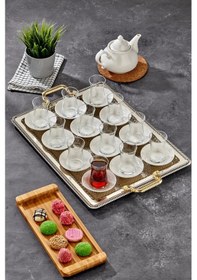 Resim Cooker İnci Metal Dikdörtgen Battal Boy Gümüş Sunum Tepsisi 60x40 Cm Ckr3543 Diğer 