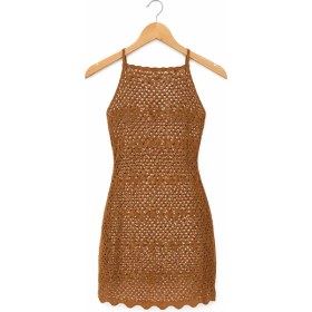 Resim Neden Tekstil Ajurlu Sırt Dekolteli Transparan Beachwear - Mini Plaj Elbisesi 