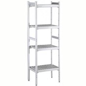 Resim Professional Düz Etejer Seti, Aluminyum Ayaklı, 4 Raflı, Her Raf Demonte Polietilen Tabletlerden Oluşur, Tabletler Bulaşık Makinesinde Yıkanabilir - 475x950 Mm, H=1700 Mm BLS950 