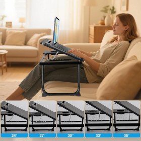 Resim Miletus Yükseltilebilir Siyah Laptop Sehpası Koltuk Çalışma Sehpası Yatak Sehpası Yatak Masası Ysusb 