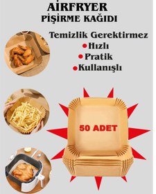 Resim Mode Cool 50 Adet Airfryer Pişirme Kağıdı Hava Fritözü Kare Model Pişirme Kağıdı Airfryer Yağsız Fritöz 