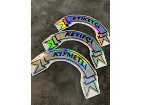 Resim Otomor Aksesuar Hologram Etiket Kurdele Etiketçi Keyifçi Kıymetli 3'lü 26X14CM Araba Kamyon Dolmuş 
