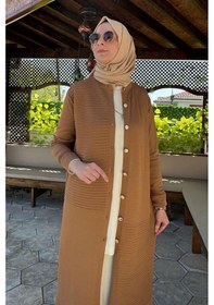 Resim Rabia Şamlı Manolya Camel Triko Hırka Çok Renkli 