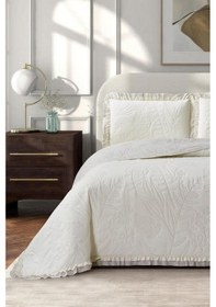 Resim Madrid Elyaf Dolgulu Çift Kişilik 240x260 Cm Yatak Örtüsü Krem Krem 