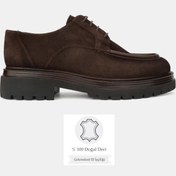 Resim TUNAELLİ ERKEK KAHVERENGİ SÜET HAKİKİ DOĞAL DERİ 39-45-46 NUMARA BAĞCIKLI OXFORD AYAKKABI 