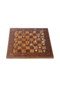 Resim Metal Mısır Satranç Takımı Parlak Ve El Yapımı Düz Masif Ahşap Sa 