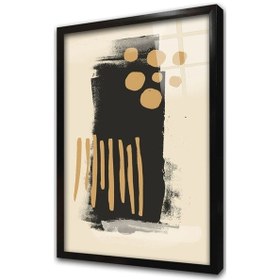 Resim Siyah Ve Kahve Soyut İkili Çerçeveli Cam Tablo Seti-173142 