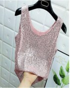 Resim Mefa basic Rose Parlak Payetli Bluz 