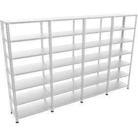 Resim Raf Burada 7 Katlı 4'lü Galvaniz Çelik Raf - Depo, Arşiv, Kiler, Dosya, Market Rafı-59x75x250 cm- 1.00 mm 