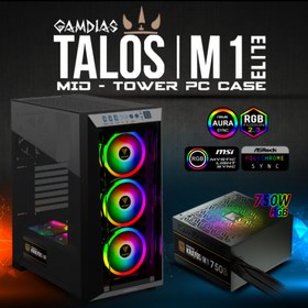 Resim GAMDIAS TALOS M1 Elite, 750W, Tempered Glass, ARGB, 80+ Bronze, ATX GAMING KASA Orjinal ve Garantili Ürün