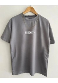 Resim Unisex Gri Brooklyn Baskılı T-shirt Gri 