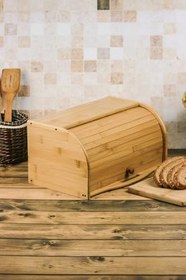 Resim Deconox Bambu Lüks Panjur Kapaklı Büyük Ekmek Dolabı, Dolabı, Ekmek Sepeti Sandığı, Ekmeklik, Çok Amaçlı Bambu Kutu 