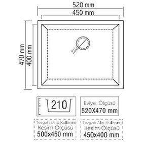 Resim Real Stone K005 Gordion 52 Granit Mutfak Eviye 52 x 47 CM Cappuccino 