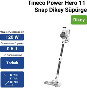 Resim Tineco Power Hero 11 Snap Dikey Süpürge 450 W Güç Değeri ile Kablosuz ve Hafif Kullanım 