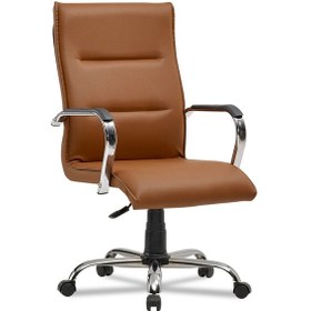 Resim Sezen Bilgisayar - Ofis - Müdür - Büro - Makam Çalışma Koltuğu Renk Ayaklı Kahve Krom 