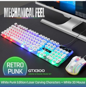 Resim Monyee Gtx300 Retro Tasarım Klavye Ve Fare Seti - Ergonomik, Işıklı, Usb Bağlantılı, Beyaz Renk Diğer 