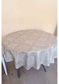 Resim Altı Astarlı Yuvarlak Muşamba Masa Örtüsü -140 Cm Çap-elg4 