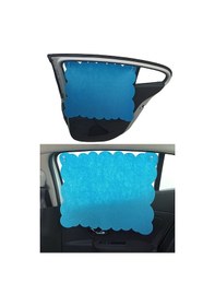 Resim Oto Güneşlik Perdesi Yan Cam Araç Arka Koltuk Emzirme Örtüsü Mavi Keçe Vantuzlu Tutucaklı 1 Adet 