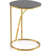 Resim Evistro Dekoratif Yan Sehpa Gold Kaplama Füme Cam Kurulu 