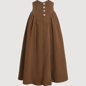 Resim 1 adet Şık Kadın A-Kesim Midi Etek, %100 Polyester Düz Renk, İlkbahar/Yaz Sezonu, Dokuma Kumaş, Düğmeli Ön Tasarım 