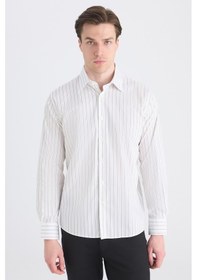 Resim Ds Damat Slim Fit Beyaz Armürlü Gömlek 5hf02hd20341m Çok Renkli 