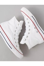 Resim LEVENT ÖZCAN Beyaz Uzun Keten Spor Ayakkabı, Bilekli Unisex Sneaker 