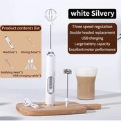 Resim Turcoshop11 Senbowe Şarj Edilebilir Kablosuz Çırpıcı - Paslanmaz Çelik Süt Köpürtücü, White Diğer 