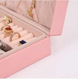 Resim Mdl10- Pembe Takı Kutusu Kilitli Deri Görünümlü Takı Düzenleyici 