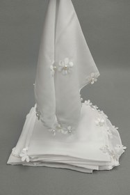 Resim Hobigram Beyaz Çiçek Desenli Lüx Halay Mendili 10 Adet – Kına Eğlence Aksesuarı, Şık Tasarım, Kadın Aksesuar 