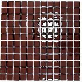 Resim MozaiKristaL Mutfak Tezgah Arası, Havuz, Banyo, Sauna, Spa, Iç , Dış, Zemin, Duvar, Kaplama ve Dekorasyon Uygulamalarında Tüm Yüzeyler Için, 25X25MM. Çikolata Kahvesi, 31.5X31.5CM. Fileli Cam Mozak. 