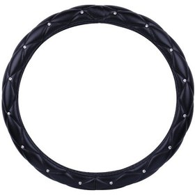 Resim Geeroyoo Kadınlar İçin Kristalli Siyah Pu Deri Spor Direksiyon Kılıfı - Kaymaz Ve Şık 